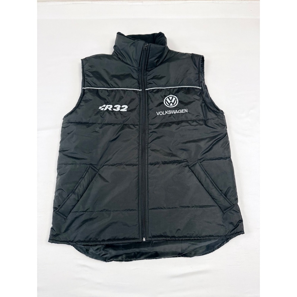 Volkswagen R32 Puffer Vest Mens XL Black Full Zip Embroidered VW Front & Back